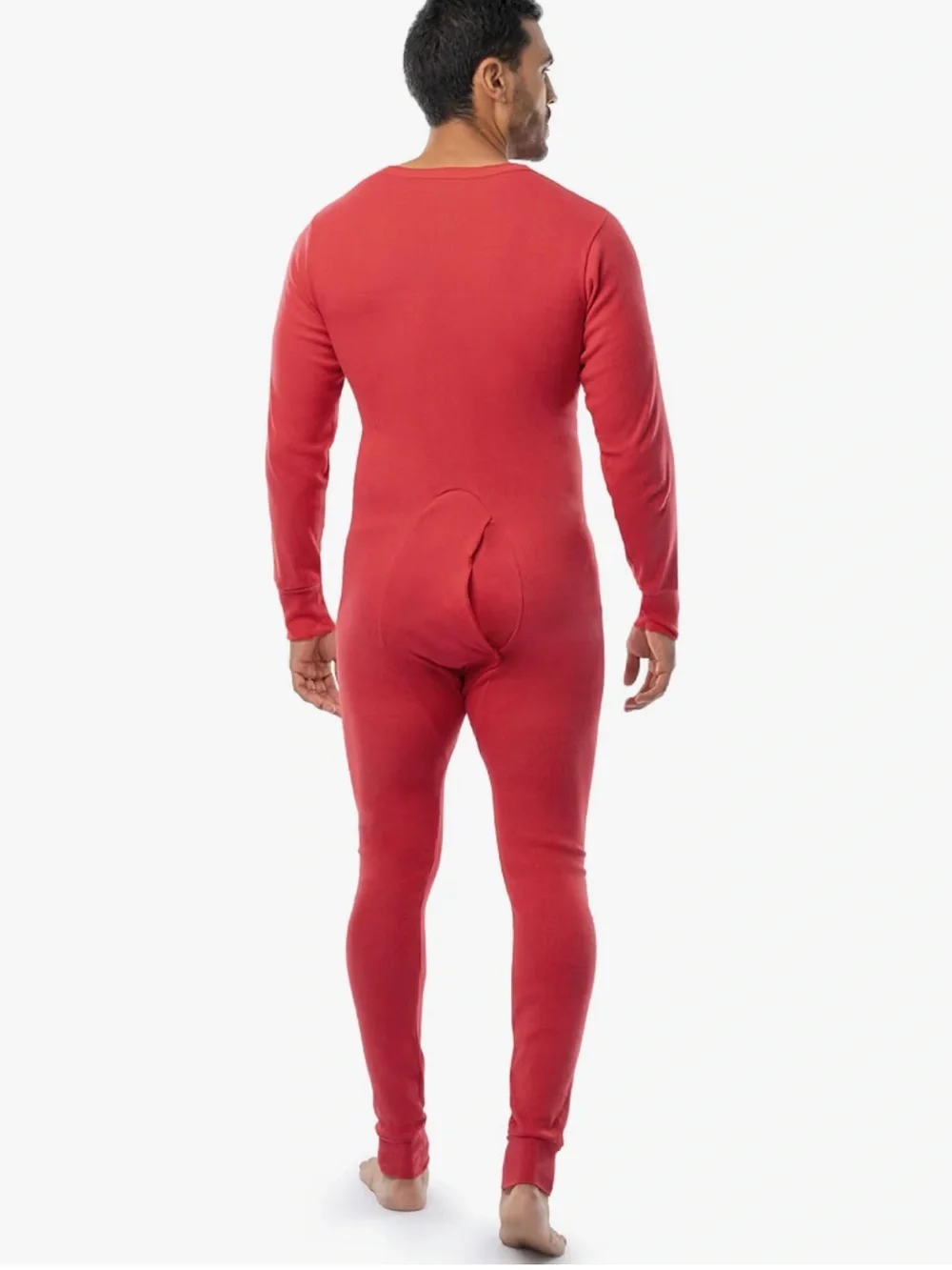 Indera classic red rib-knit cotton union suit comfortable one-piece suit medium